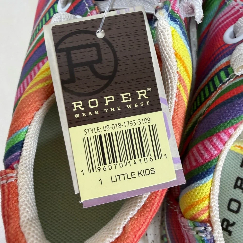 Roper Serape Chukka Shoes Kids Size 1 Multi Color Striped Moc Toe‎ Casual NEW